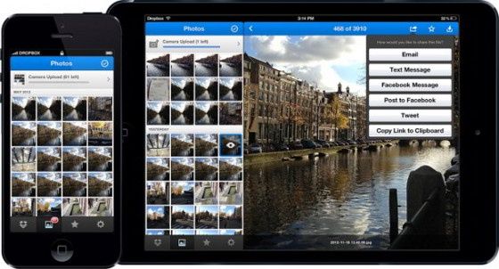 dropbox wygląd smartfon tablet podgląd zdjęć obraz zarządzanie