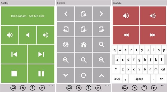 Unified Remote aplikacja WP8 screen