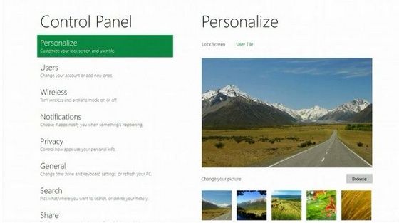 Windows 8 - panel sterowania
