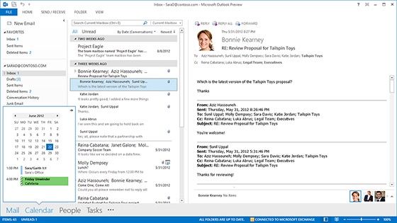 Microsoft Office 2013 widok okno Outlook