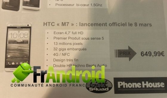 HTC M7 smartfon cena przecieki