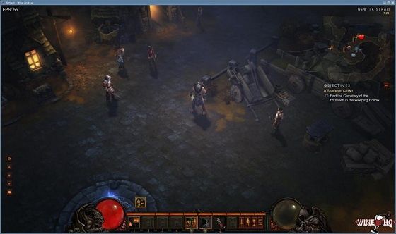 wine gra diablo iii linux wygląd okno screen