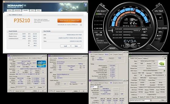 EVGA GeForce GTX Titan 4-way SLI k|ngp|n 3DMark 11 rekord zrzut ekranu