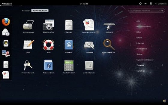 fedora 18 linux gnome wygląd menu aplikacje