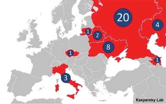 kaspersky lab mapa infekcji teamspy marzec 2013