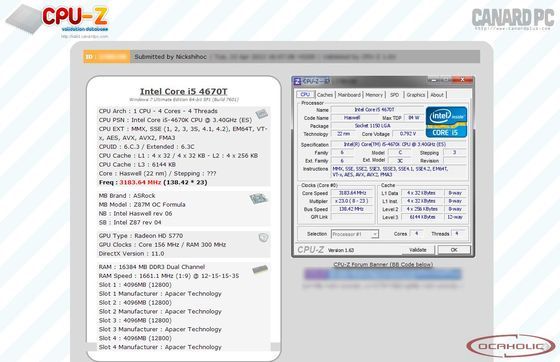 Intel Core i5 4670T pamięć DDR3 rekord taktowanie 3322 MHz NickShih walidacja