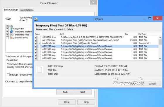 disk cleaner czyszczenie dysk optymalizacja pliki tymczasowe windows 8