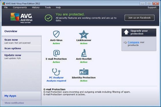 darmowy antywirus do pobrania avg anti-virus free edition okno główne