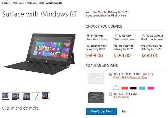 Microsoft Surface tablet cennik
