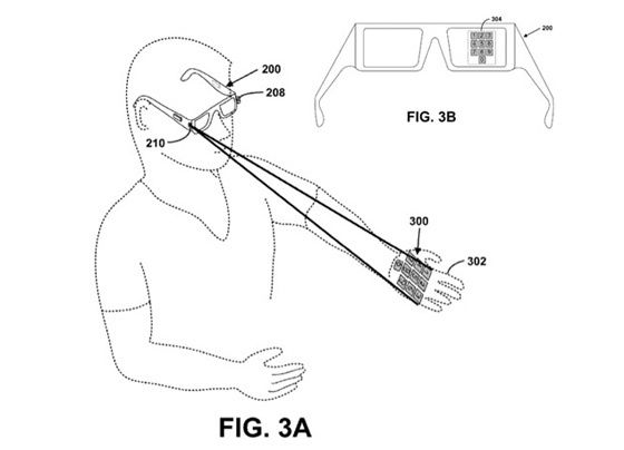 Klawiatura Google Glass patent schemat