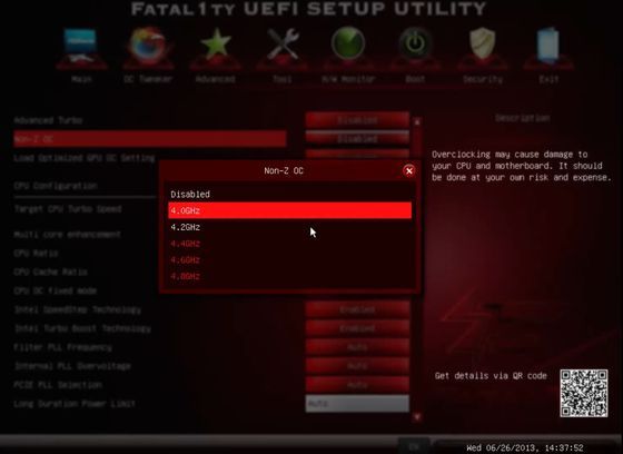 ASRock Non-Z OC technologia UEFI screen