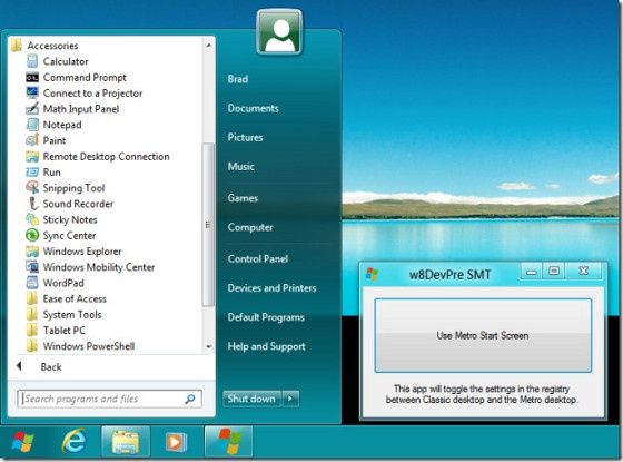 windows 8 optymalizacja trick tweak menu start przywrócenie