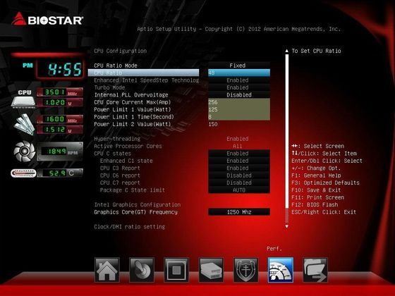 Biostar UEFI płyta główna podkręcanie Intel Haswell zrzut ekranu
