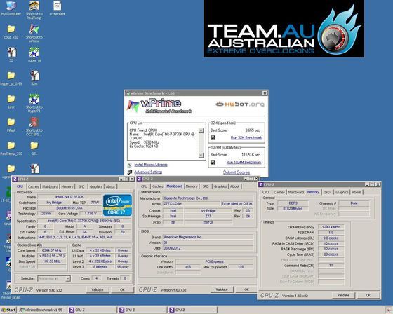 Intel Core i7 3770K podkręcanie Gigabyte Z77X-UD3H Youngpro rekord wPrime zrzut ekranowy