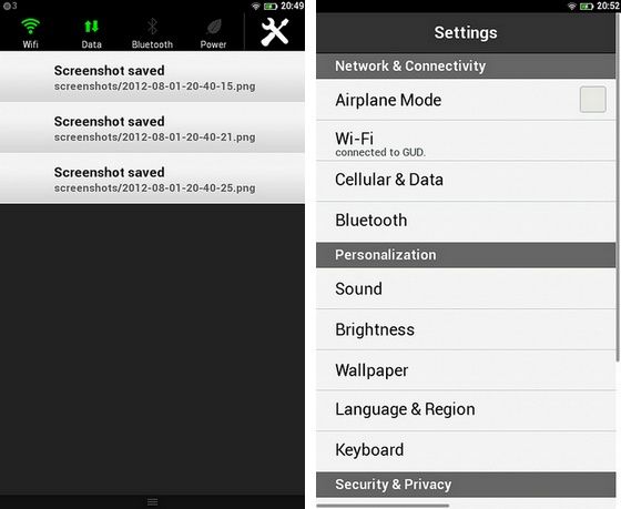 Firefox OS system screeny powiadomienia ustawienia