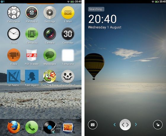 Firefox OS system screeny ekran główny, ekran blokowania