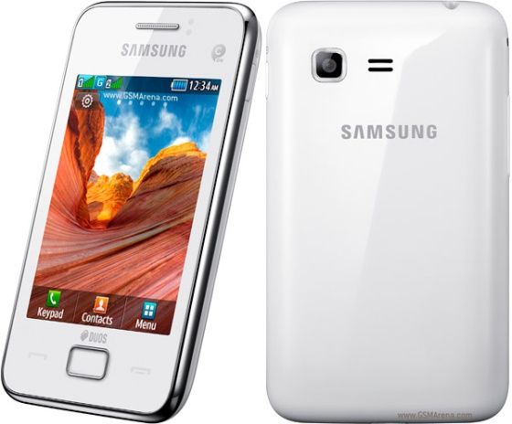 smartfon Samsung Star 3 DUOS biały: widok z przodu i tyłu