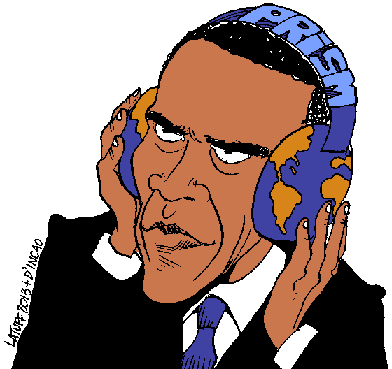 prism usa prezydent grafika karykatura barrack obama podsłuch