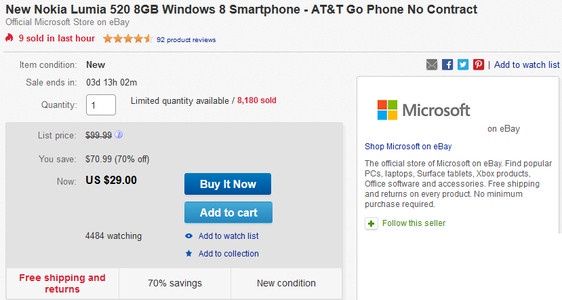 Lumia 520 za jedyne 29 dolarów