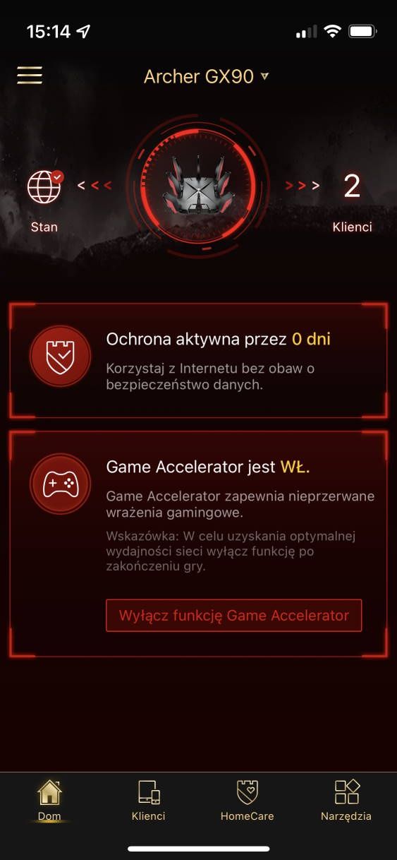 TP-Link Archer GX90 - aplikacja na telefon  1/4