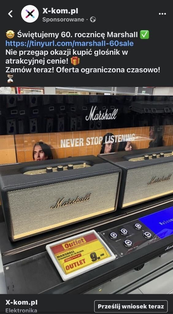 Oszustwo X-kom głośniki Marshall