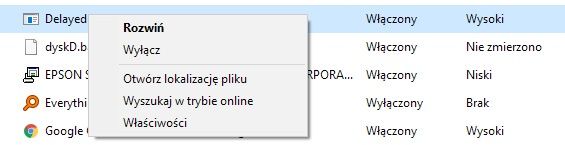 Windows 10 wyłączanie wpis Autostart