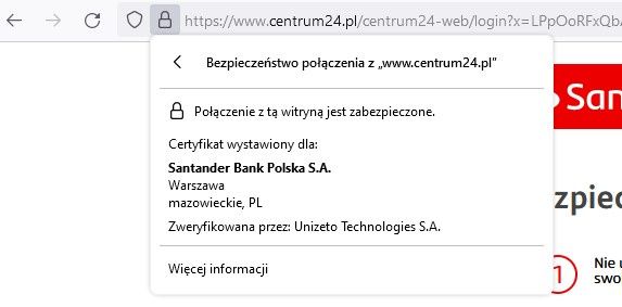 informacje o zabezpieczeniach w przeglądarce
