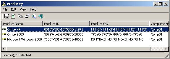 ProduKey pozwala wyciągnąć z rejestru systemu klucz produktów Windows oraz Microsoft Office. źródło: NirSoft