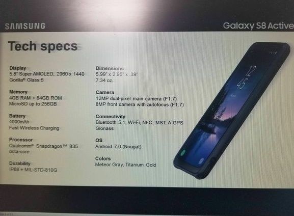 Galaxy S8 Active specyfikacja