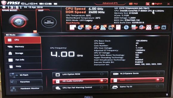 Intel Core i7-8086K - BIOS