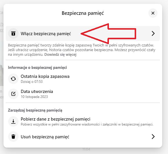 Messenger - bezpieczna pamięć