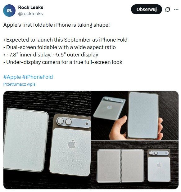 Tak może wyglądać iPhone Fold @rockleaks