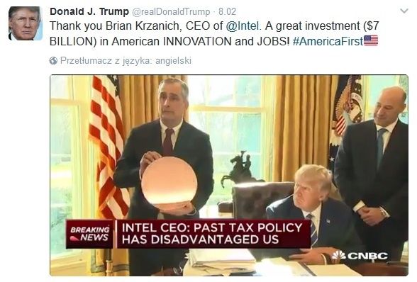 Brian Krzanich - wizyta u Donalda Trumpa