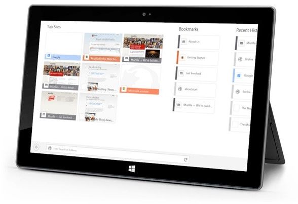 mozilla firefox dla modern ui tablet premiera przesunięcie