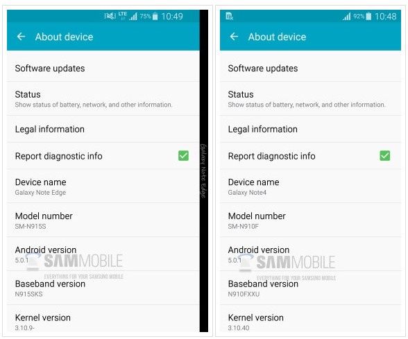 Galaxy Note 4 Android 5.1 przeciek