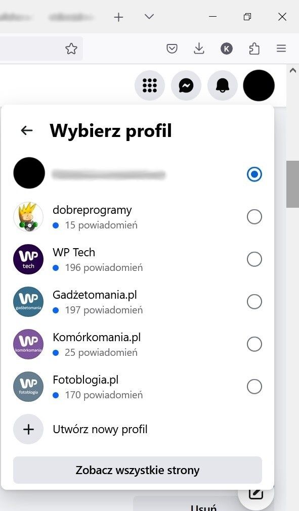 Profile dodatkowe na Facebooku