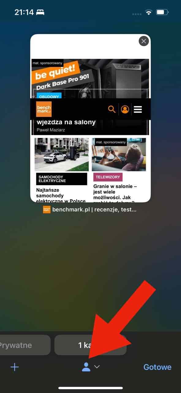 iOS 17 profile safari przełączanie