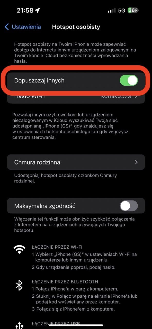 jak włączyć hotspot w iPhone?