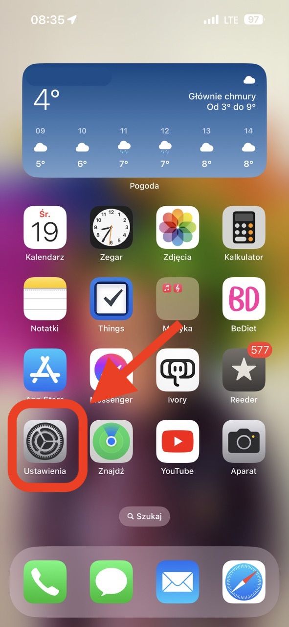 iPhone ustawienia