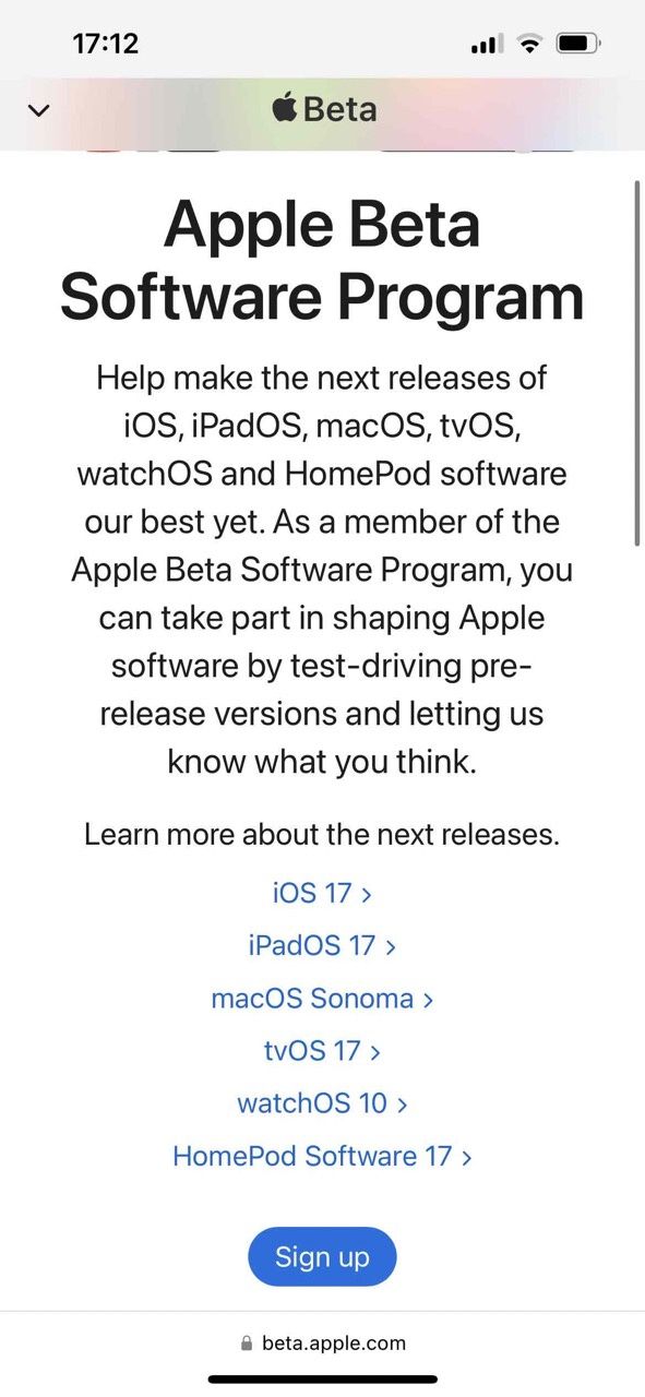 apple beta software program
