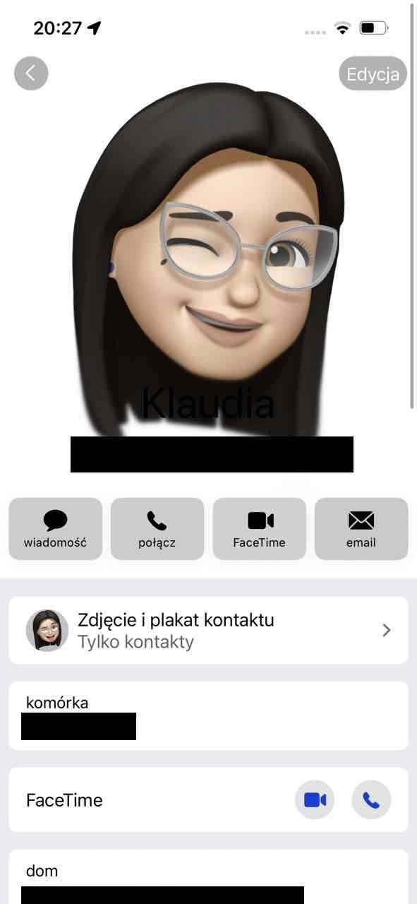 iOS 17 kontakty
