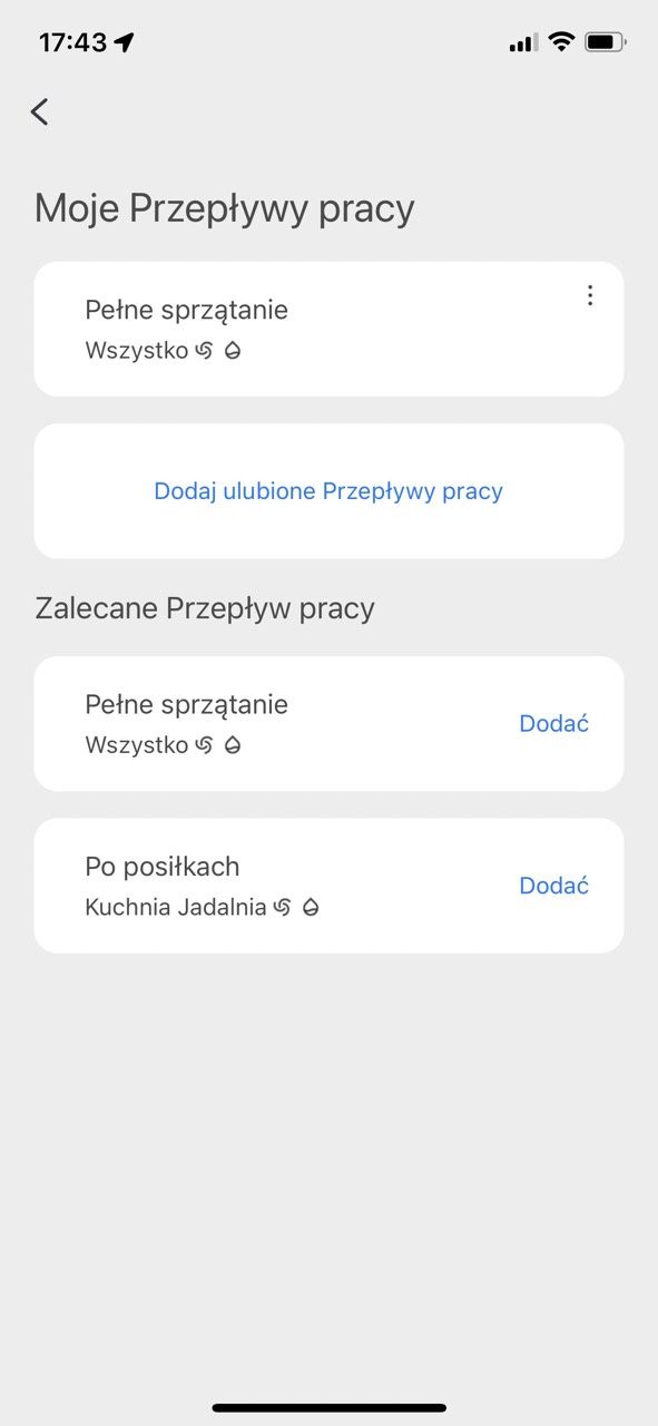 przepływy pracy roborock
