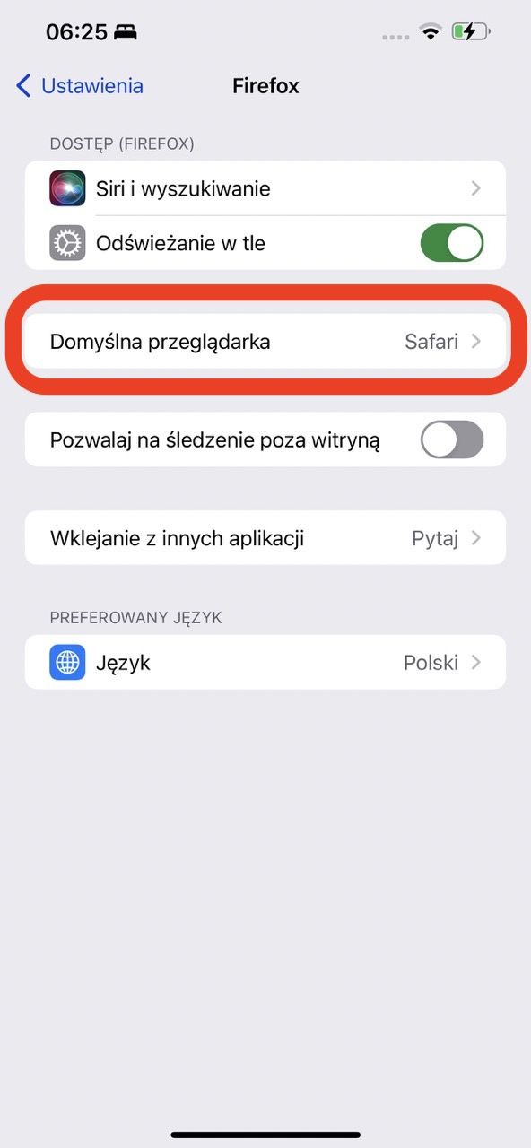 domyślna przeglądarka iPhone