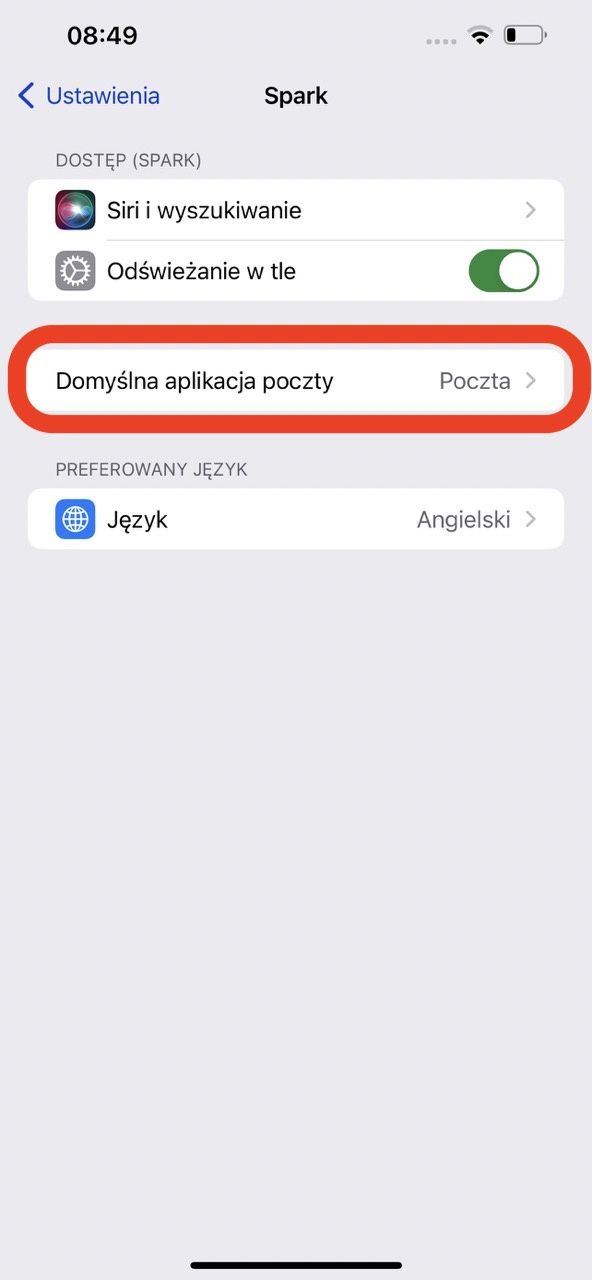 zmiana klienta poczty na iPhone