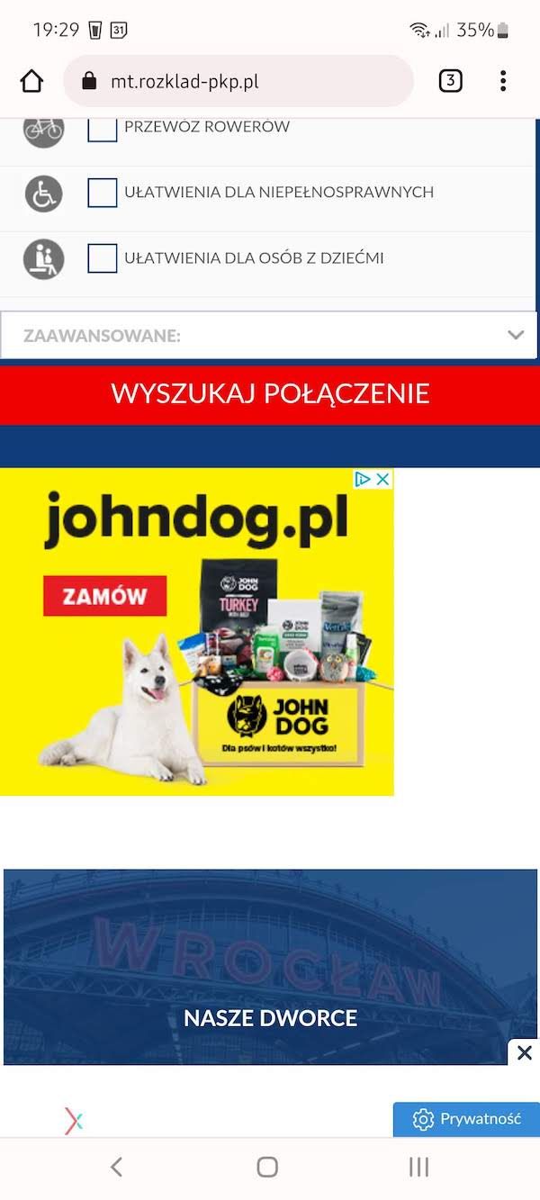 Rozkład jazdy PKP reklamy