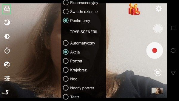 Aplikacja Camera HD. Tryby nagrywania.