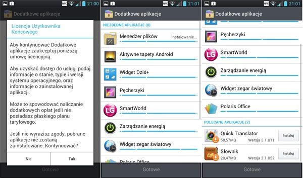LG L9 aplikacje dodatkowe