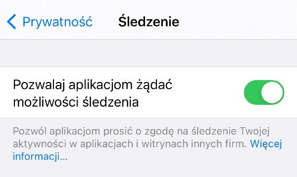 App Tracking Transpaerncy - włączanie