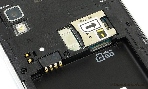 LG L9 sloty na SIM i microSD