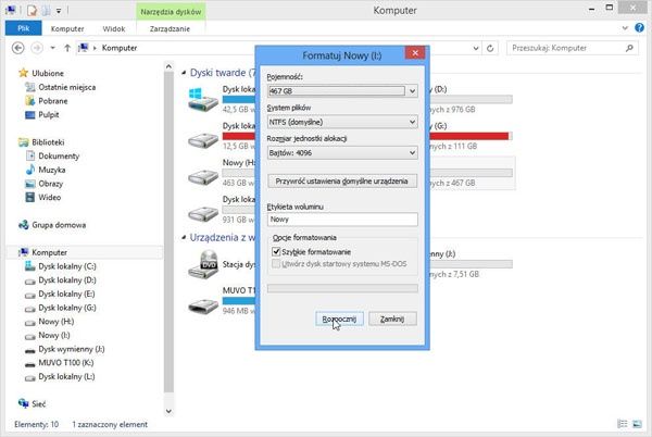 Wymiana dysku w Windows 8